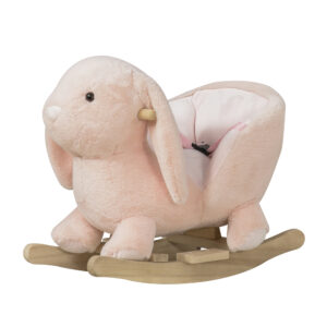 HOMCOM Kids Children Rocking Horse Plush Ride On Rabbit Seat w/ Sound Wood Base Seat Safety Belt Pink 18 - 36 Months | Aosom Ireland