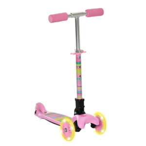 HOMCOM Kids 3 Wheel Scooter Foldable Toddler Kick Scooter Adjustable Height LED Flashing Wheels for Boys&Girls 3-8 Years Pink | Aosom Ireland