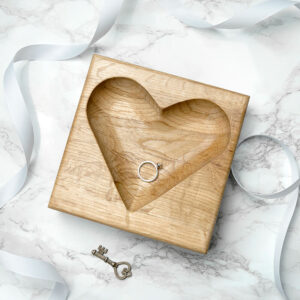 Personalised Solid Oak Heart Trinket Dish