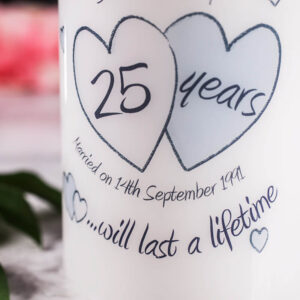 Personalised Silver Anniversary Candle