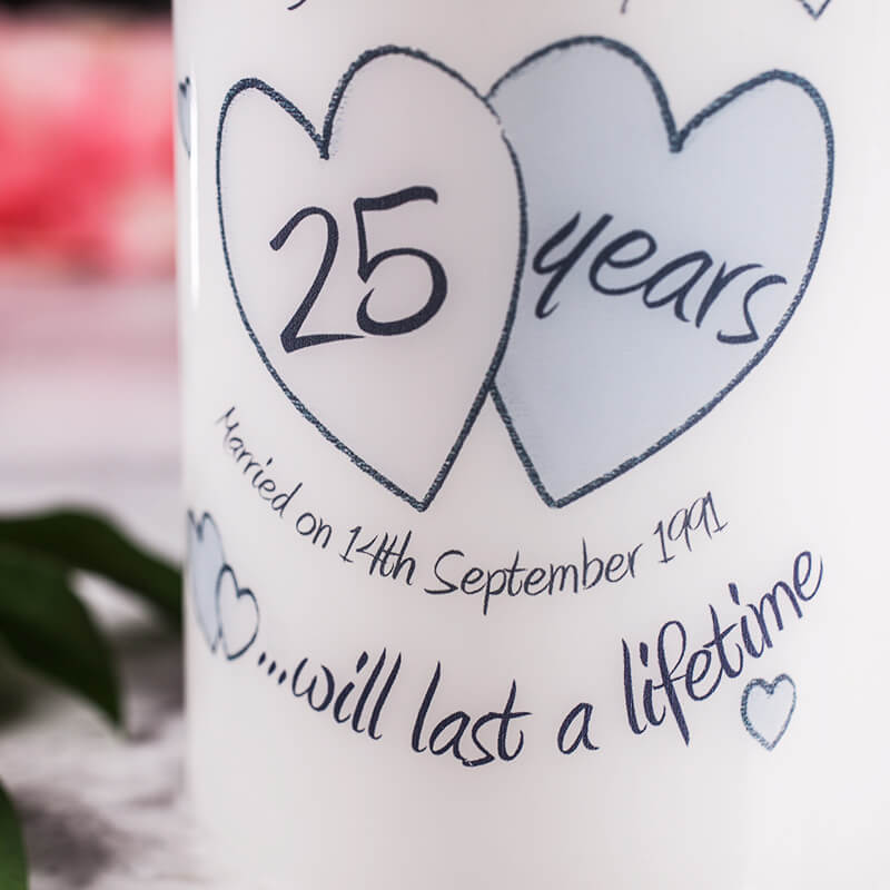 Personalised Silver Anniversary Candle