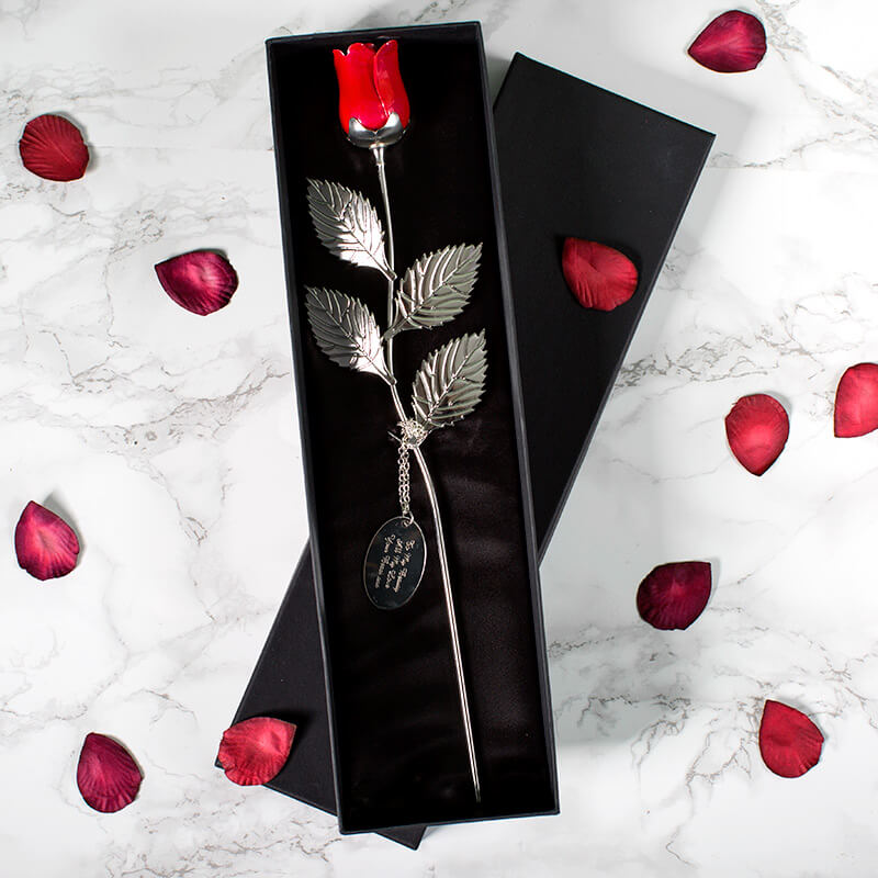 Personalised Silver Plated Rose