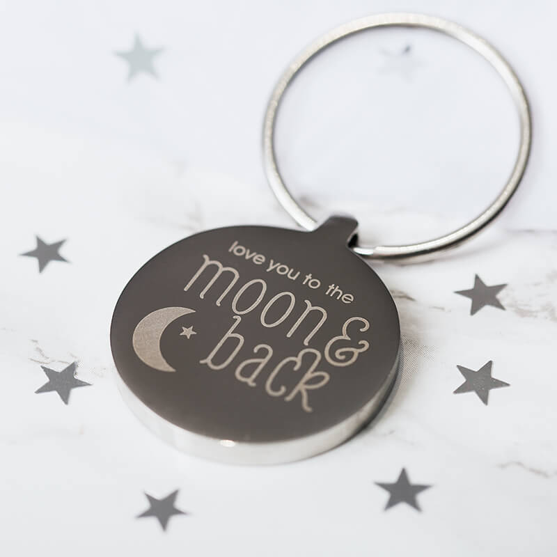 Personalised Moon & Back Keyring