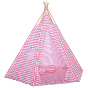 HOMCOM Kids Teepee Play Tent Portable Children Playhouse Toy for Boys & Girls w/ Mat Pillow Carry Case Indoor Outdoor Games Pink | Aosom Ireland