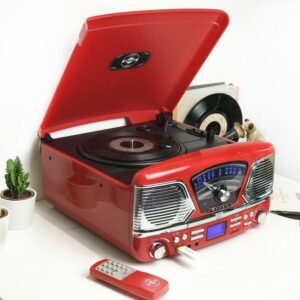 Steepletone 1960's Roxy 4 BT Retro Music System - Red