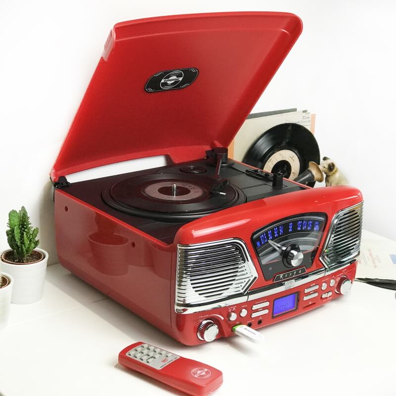 Steepletone 1960's Roxy 4 BT Retro Music System - Red