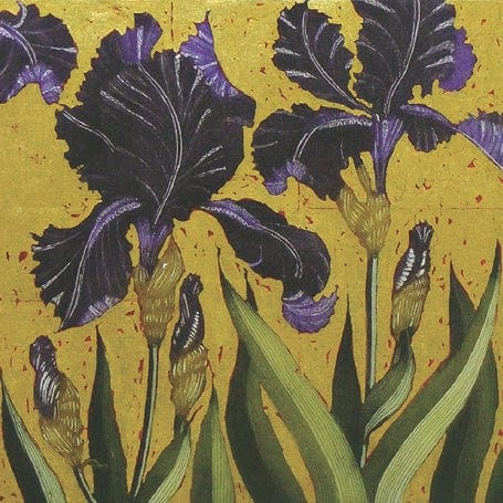Art Cards Ireland - Dark Irises with Gold Leaf ~ Jean Bardon