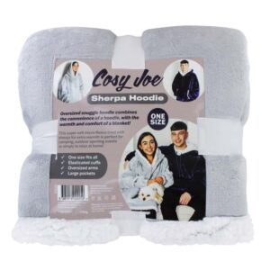 Hooded Blanket Sherpa Hoodie Grey Cosy Joe