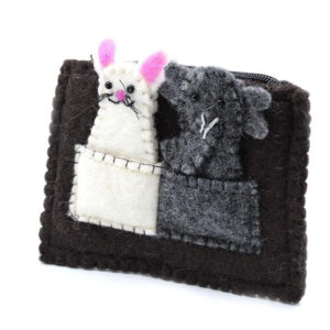 Felt Finger Puppet Pouch- Elephant and Mouse