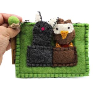 Felt Finger Puppet Pouch- Owl and Pussycat