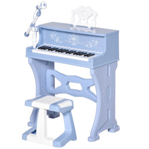 HOMCOM 37 Keys Kids Piano Mini Electronic Keyboard Light Kids Musical Instrument Educational Game Children Grand Piano Toy Set Blue| Aosom Ireland