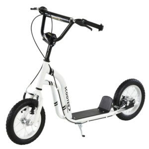 HOMCOM Youth Scooter Front & Rear Caliper Dual Brakes 12-Inch Inflatable Front Wheel Ride On Toy For Age 5+ White | Aosom Ireland
