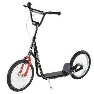 HOMCOM Teen Kids Stunt Scooter Children Kick Scooter Adjustable Handlebar 2 Brakes Ride On 16 Inch Rubber Tyres Black | Aosom Ireland