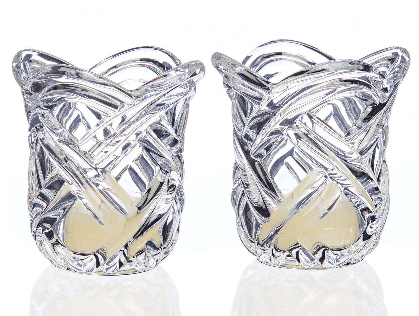 Newgrange - Pair of Woven Glass Tealight Holders (10cm)