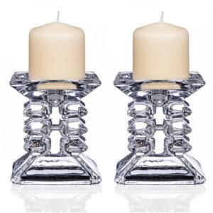 Newgrange - Pair of Ziggy Pillar Candleholder (2x8.5cm)
