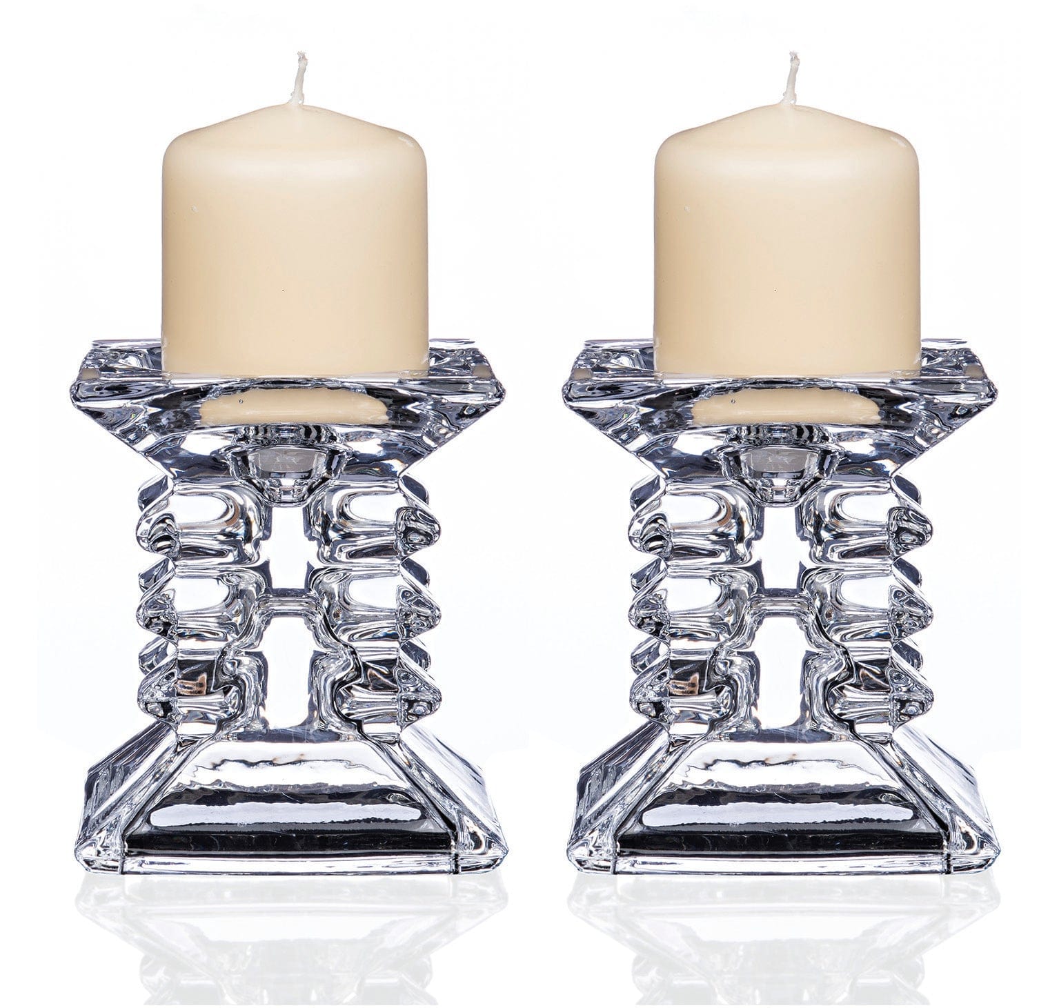 Newgrange - Pair of Ziggy Pillar Candleholder (2x8.5cm)