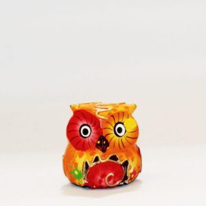 Hand Painted Wooden Owl orange