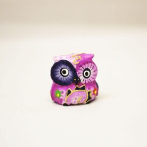 Hand Painted Wooden Owl purple