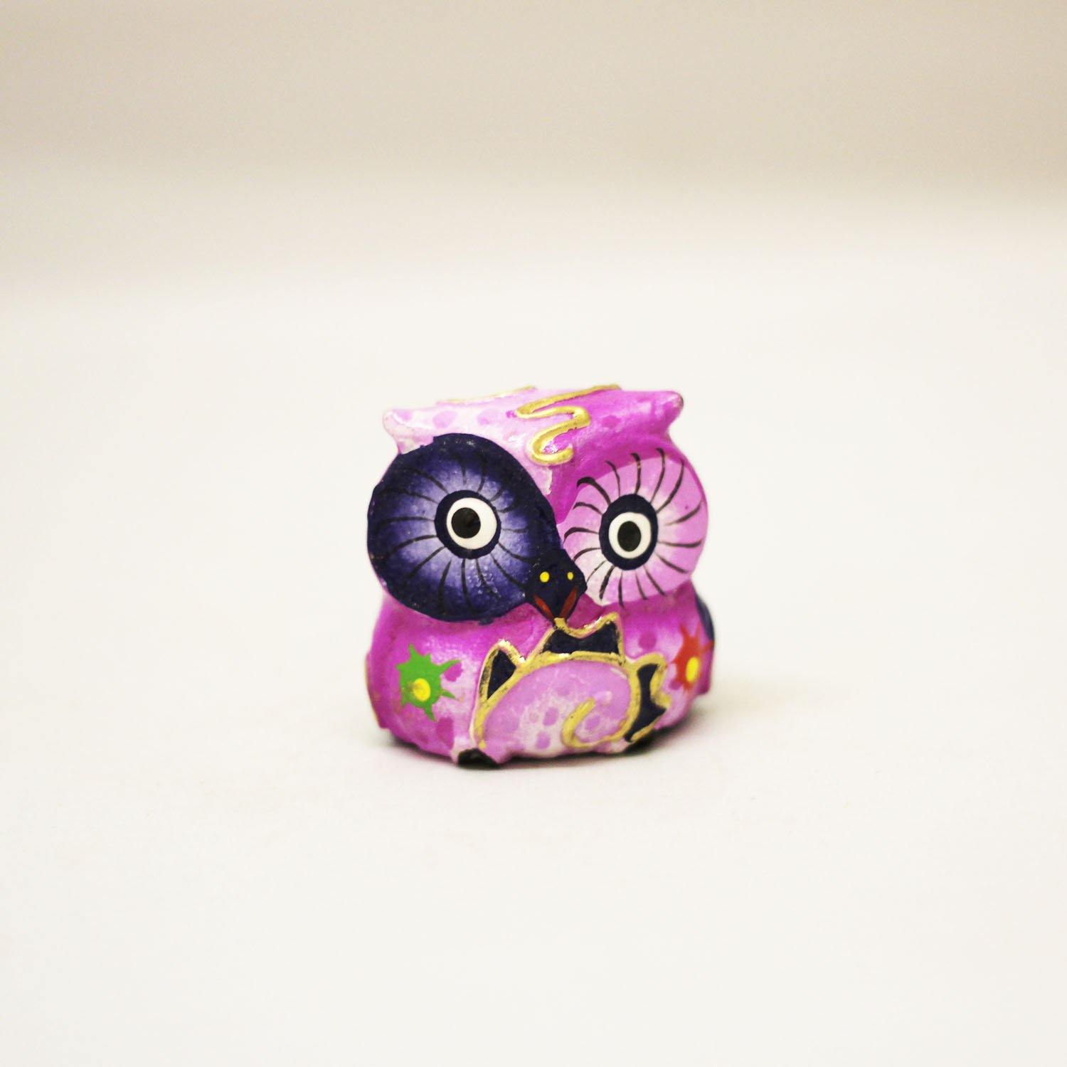 Hand Painted Wooden Owl purple