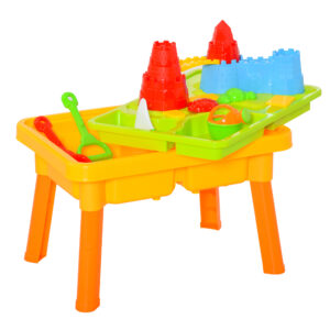 HOMCOM Qaba Sand and Water Table Beach Toy Set 2 in 1 Outdoor Activities Playset for Kids w/Lid and Accessories 23 Pcs |Aosom Ireland