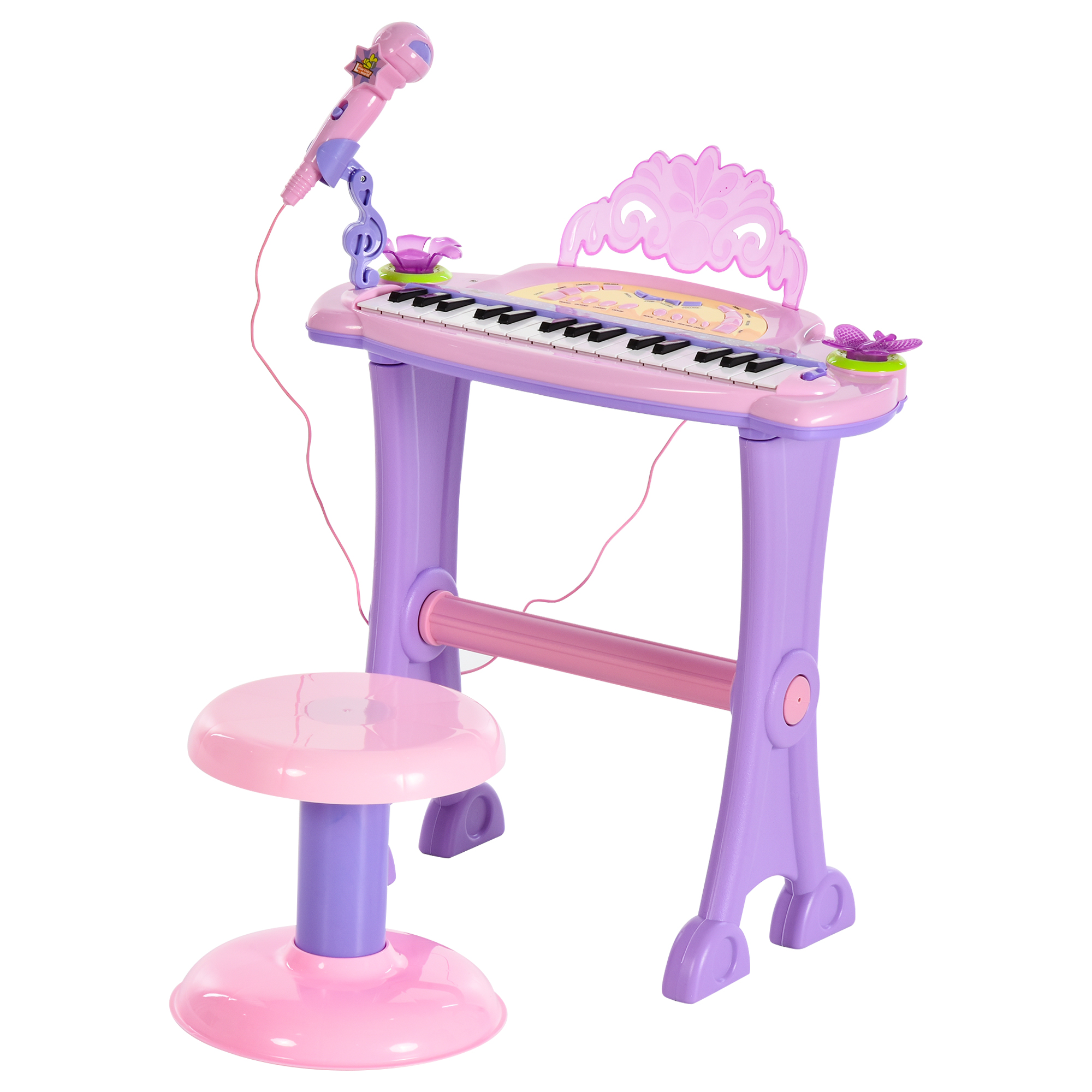 HOMCOM 32 Keys Kids Mini Electronic Keyboard Musical Instrument Educational Game Toy Children Grand Piano Stool Micropho | Aosom Ireland