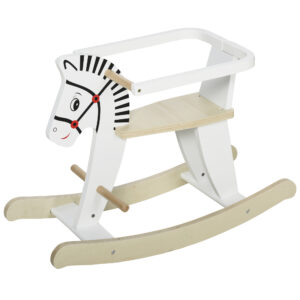 HOMCOM Kids Wooden Rocking Horse Ride On Toy w/ Safety Guardrail Handlebar Foot Bar Traditional Rocker Furniture 3 - 6 Years White | Aosom Ireland