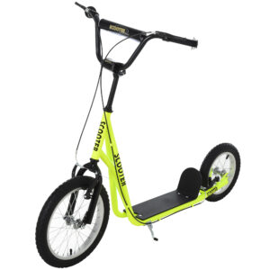 HOMCOM Teens Youth Kick Scooter Adjustable Handlebar Ride On Toy For 5+ w/ Front & Rear Dual Brakes Inflatable Wheels-Yellow | Aosom Ireland
