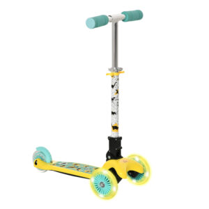 HOMCOM Kids 3 Wheel Scooter Foldable Toddler Kick Scooter Adjustable Height LED Flashing Wheels for Boys&Girls 3-8 Years Yellow | Aosom Ireland