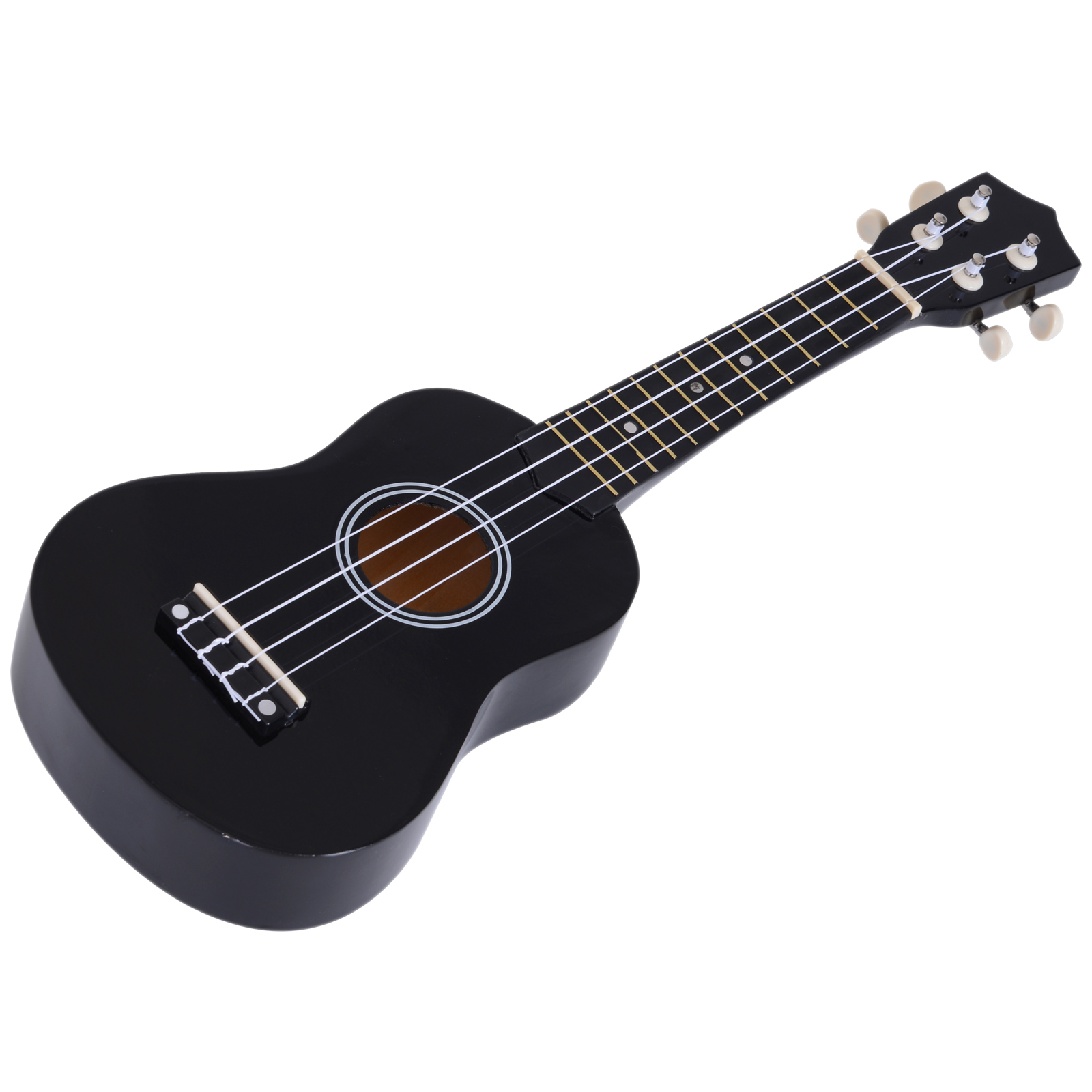 HOMCOM Portable 21 Inch Birch Wood Ukulele, 53L x 17.5W x 6.2Hcm-Black | Aosom Ireland