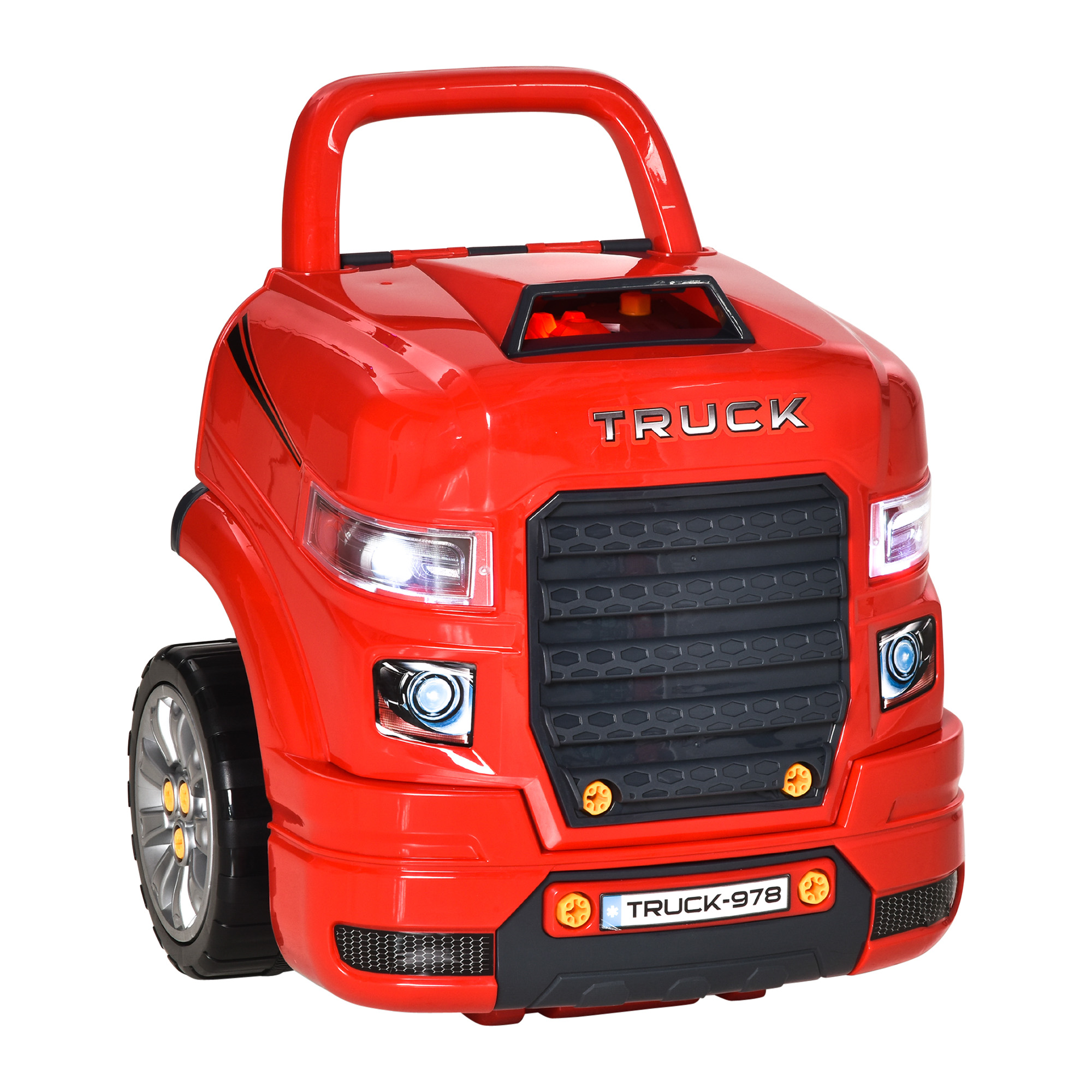 HOMCOM Kids Truck Engine Toy Set Toddler Educational Car Service Station Playset Take Apart Workshop for 3-5 Years Old Red | Aosom Ireland