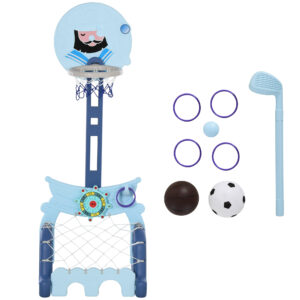 HOMCOM 4 In 1 Kids Basketball Stand Sport Activity Set w/Golf Football Ring Toss Play Set Outdoor Centre Fun Adjustable Height|Aosom Ireland