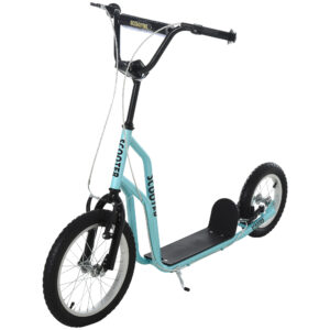 HOMCOM Youth Scooter Front and Rear Caliper Dual Brakes 16-Inch Inflatable Front Wheel Ride On Toy For Age 5+ Blue | Aosom Ireland
