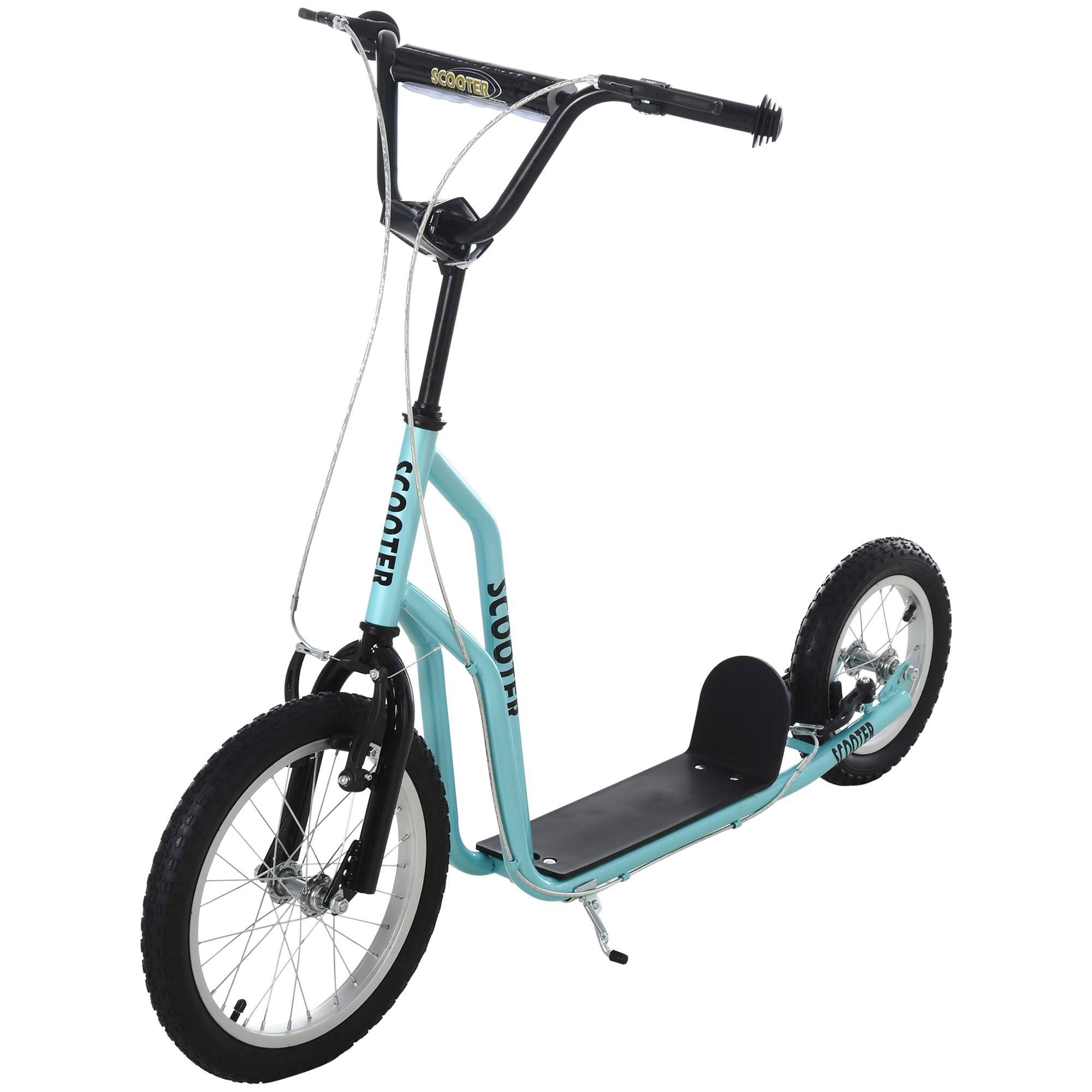 HOMCOM Youth Scooter Front and Rear Caliper Dual Brakes 16-Inch Inflatable Front Wheel Ride On Toy For Age 5+ Blue | Aosom Ireland