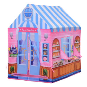 HOMCOM Kids Girls Candy House Play Tent patterned Foldable with Easy Setup Doors Gift Pink | Aosom Ireland