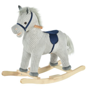 HOMCOM Kids Plush Rocking Horse w/ Sound Children Rocker Ride On Toy Gift 36 - 72 Months Grey | Aosom Ireland