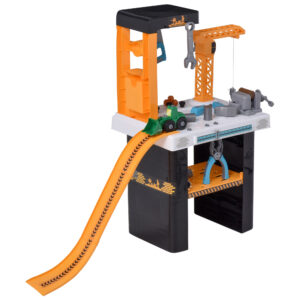 HOMCOM Qaba 54 PCS Tool Workshop Kids Tool Set Workbench and Construction Toy for 3+ Year Old w/Slide Real Working Crane Fixture Table|Aosom Ireland