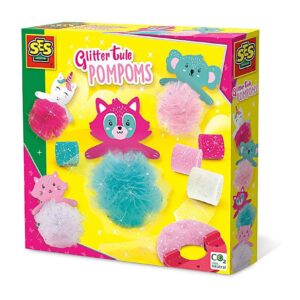 SES Glitter Tule Pom Poms Set