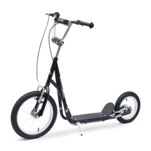 HOMCOM Teen Scooter Push Kick Scooters for Kids with Rubber Wheels Adjustable Handlebar Front Rear Dual Brakes Kickstand, Black | Aosom Ireland