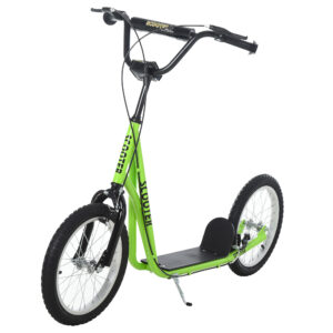 HOMCOM Teen Kids Stunt Scooter Children Kick Scooter Adjustable Handlebar 2 Brakes Ride On 16 Inch Rubber Tyres Green | Aosom Ireland